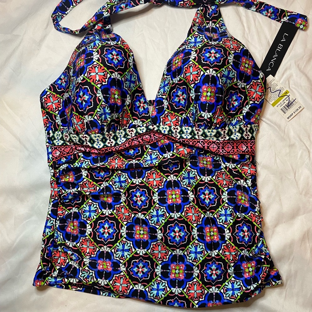 La Blanca Colorful Geometric Halter Top